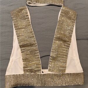 Xtaren White Top with Gold Chain Accent